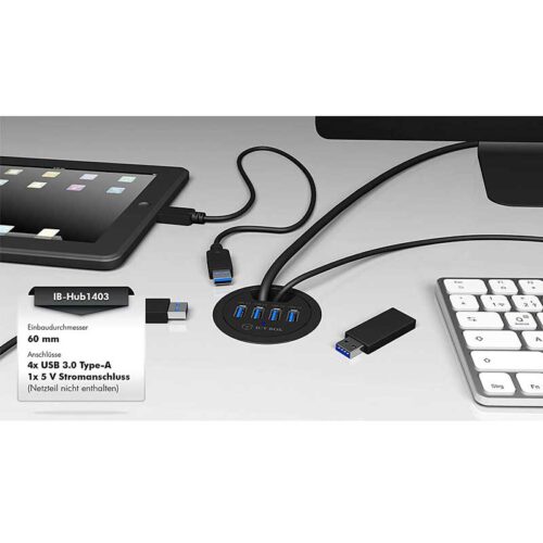 USB 3.0 Hub ICY Box IB-Hub-1403 für HomeBox Homeoffice im Schrank - Shop